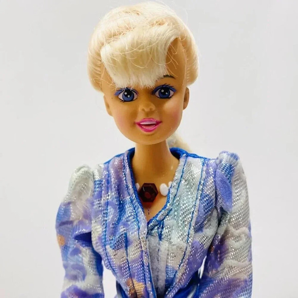 1992 TOY ISLAND Let's Talk Doll 3 Piece Suit 12" Tall Blond Hair Blue Eyes Used - Picture 2 of 12